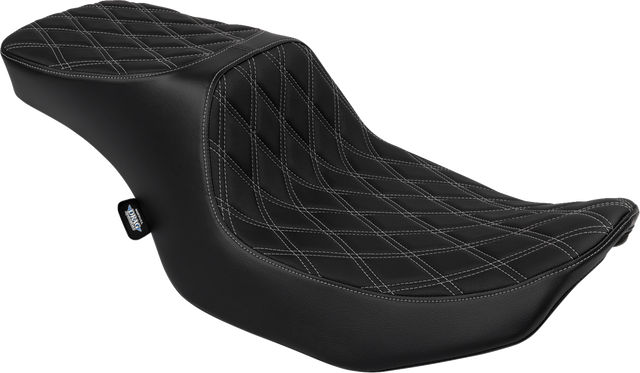 Drag Specialties Seats Predator 2-Up Seat - Vinyl - Double Diamond Silver Stitch for Harley FLTR/FLHX 2023-2024 (Part No. 4692C)