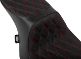 Drag Specialties Seats Predator 2-Up Seat - Vinyl with Double Diamond Red Stitch - Fits 2023-2024 Harley FLT/FLH Models - Part #4692D
