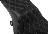 Drag Specialties Seats Predator 2-Up Seat - Vinyl - Double Diamond Silver Stitch for Harley FLTR/FLHX 2023-2024 (Part No. 4692C)
