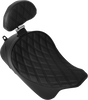 Drag Specialties Seats Solo Front Seat with Backrest Option for Harley-Davidson FL Models 2008-2023, Double Diamond Black Stitch Part 4699B