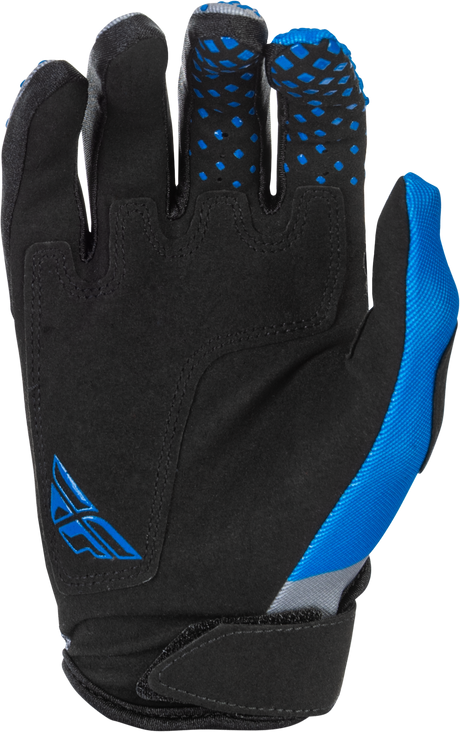 Fly Racing Youth Kinetic Gloves Blue/Grey/Black - Lightweight Race Gloves for Motocross and Off-Road Vehicles