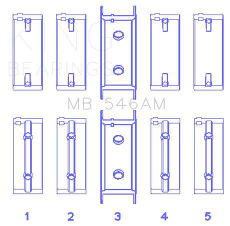 King Engine Bearings Mitsubishi G25B/4G54/4G53 (Size +0.25mm) Main Bearing Set