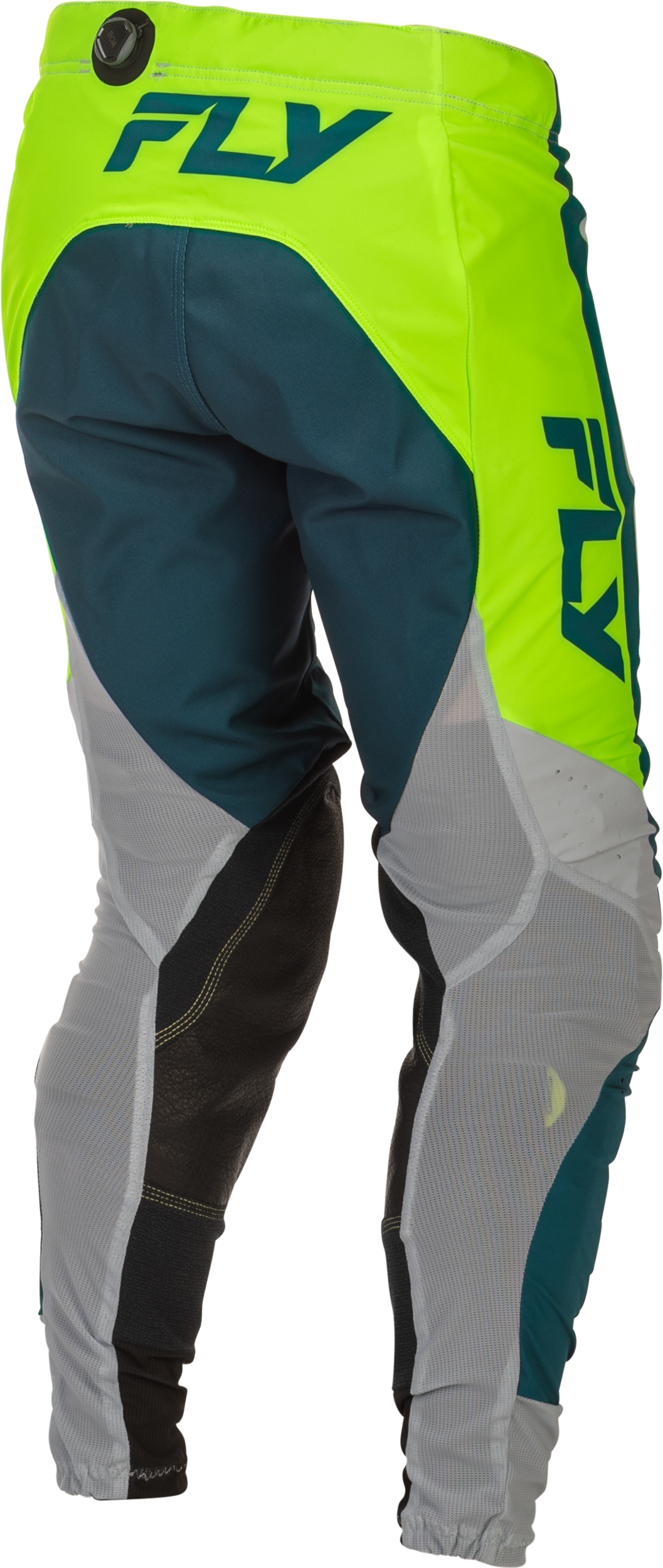 Fly Racing Lite Pants Grey/Lime/Teal Size 34 - Lightweight Motorcycle Riding Pants with Mesh Panels and BOA® Fit System