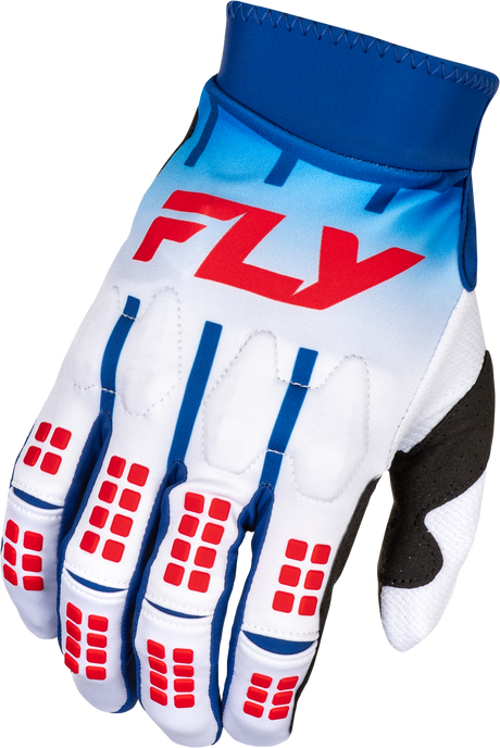 Fly Racing Evolution DST Gloves for Motorcycle Riding - Red/White/Blue, XS - Premium Race Gloves with Adjustable Wrist and Touch Screen Compatibility