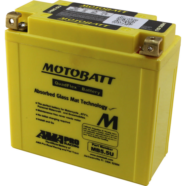 Motobatt MB5.5U Sealed AGM Battery for Motorcycle and Powersports Vehicles