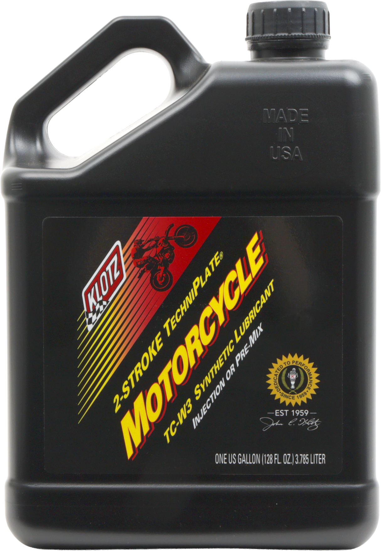 Klotz Motorcycle Techniplate 2T Synthetic TC-W3 Oil - 1 Gallon Bottle, Suitable for 2-Stroke Engines
