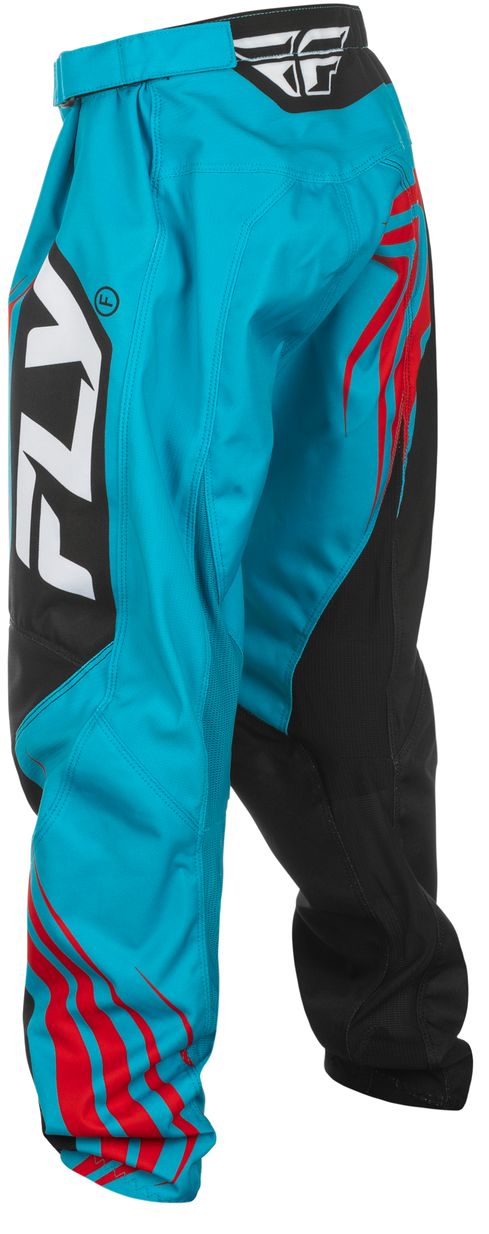 Fly Racing Youth F 16 Pants for Motocross - Cyan/Black/Red, Size 24 - Durable 600D Polyester with Mesh Liner