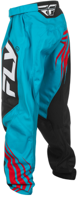 Fly Racing Youth F 16 Pants for Motocross - Cyan/Black/Red, Size 24 - Durable 600D Polyester with Mesh Liner