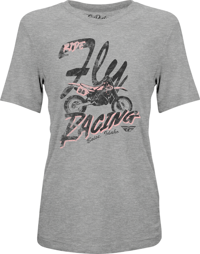 Fly Racing Women's Vintage Tee Grey Large - Premium Crew Neck T-Shirt for Motorcycle Enthusiasts