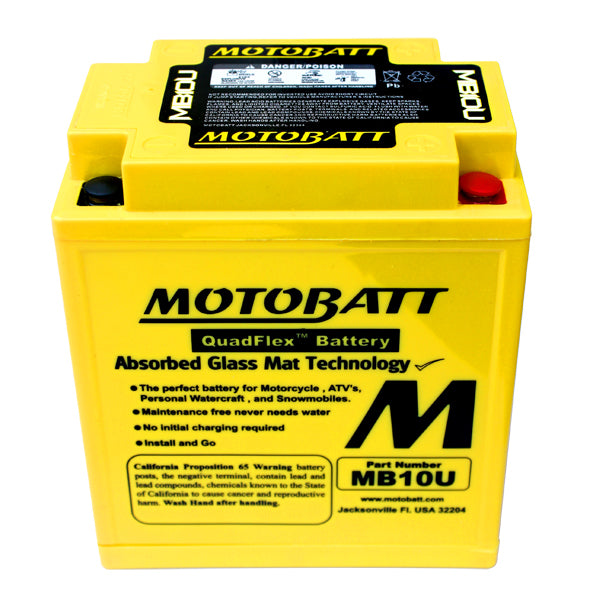 Motobatt MB10U Quadflex Sealed AGM Battery for Motorcycle and Powersports Vehicles