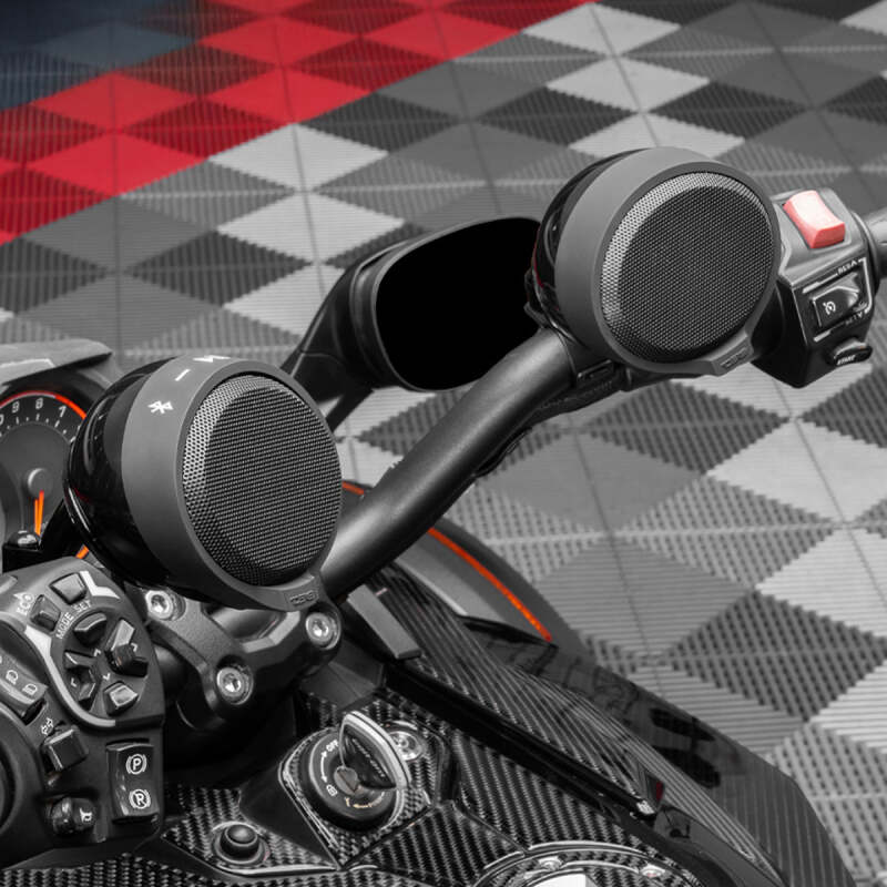 DS18 RYDERBT Bluetooth Handlebar Mount Speakers for Motorcycles - 2.5 Inch Full-Range Amplified Class D Audio System with USB Port and Water Resistance