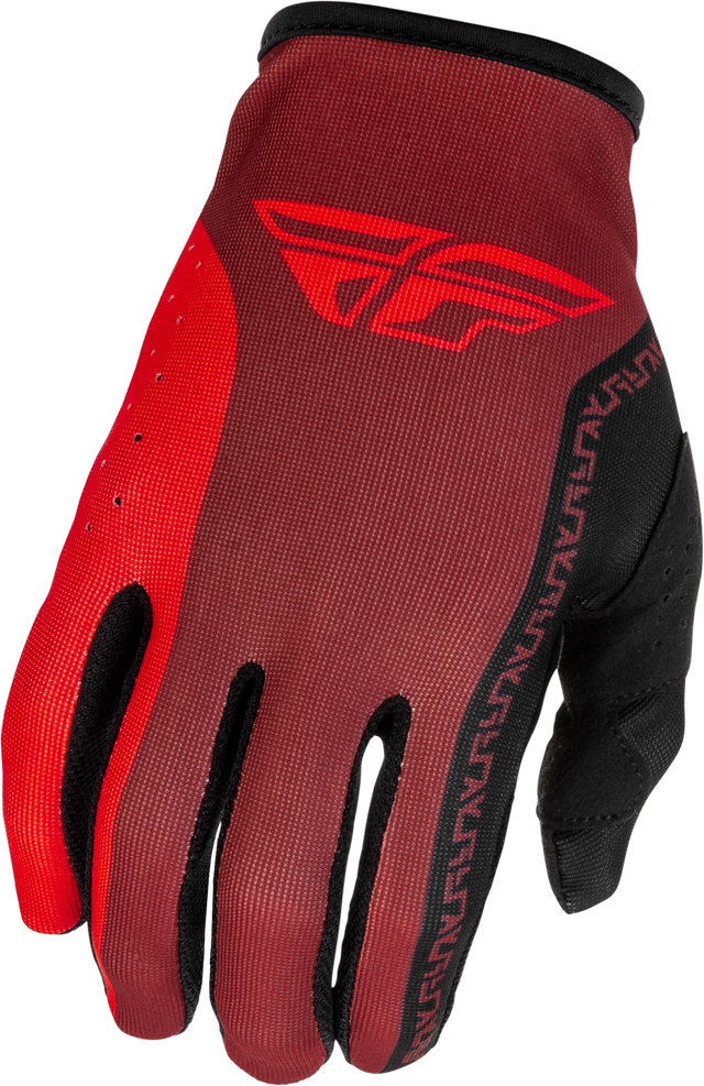 Fly Racing Lite Gloves Black/Red Medium - Minimalist Race Gloves with Touch Screen Compatibility for Off-Road and Motocross Vehicles