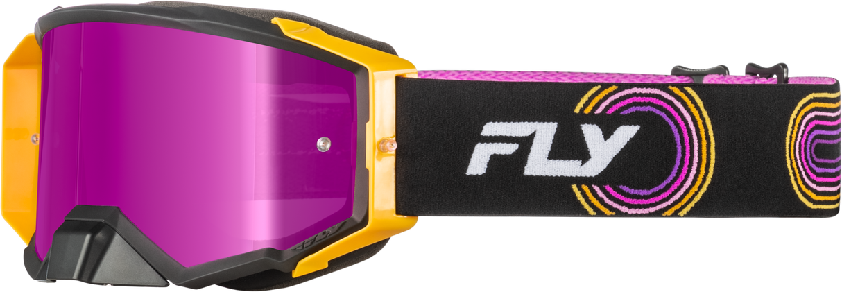 Fly Racing Zone Elite Goggle Black/Yellow with Magenta Mirror and Smoke Lens – ATV, Motorcycle, Off-Road Vehicles