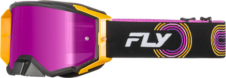 Fly Racing Zone Elite Goggle Black/Yellow with Magenta Mirror and Smoke Lens – ATV, Motorcycle, Off-Road Vehicles