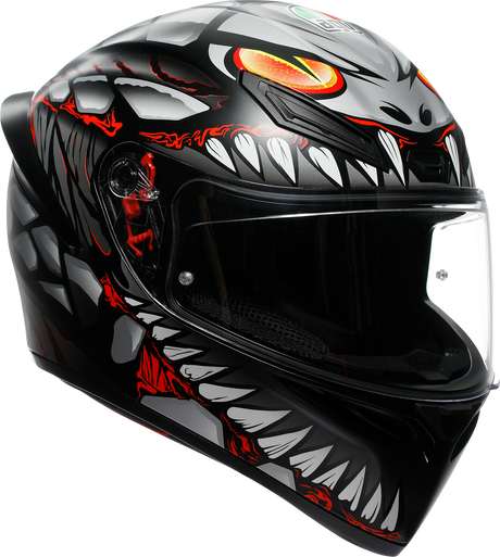 AGV K1 S Lyzard Matte Black/Gray/Red Motorcycle Helmet - Large, Fits Honda, Yamaha, Kawasaki, Suzuki, Ducati, and More
