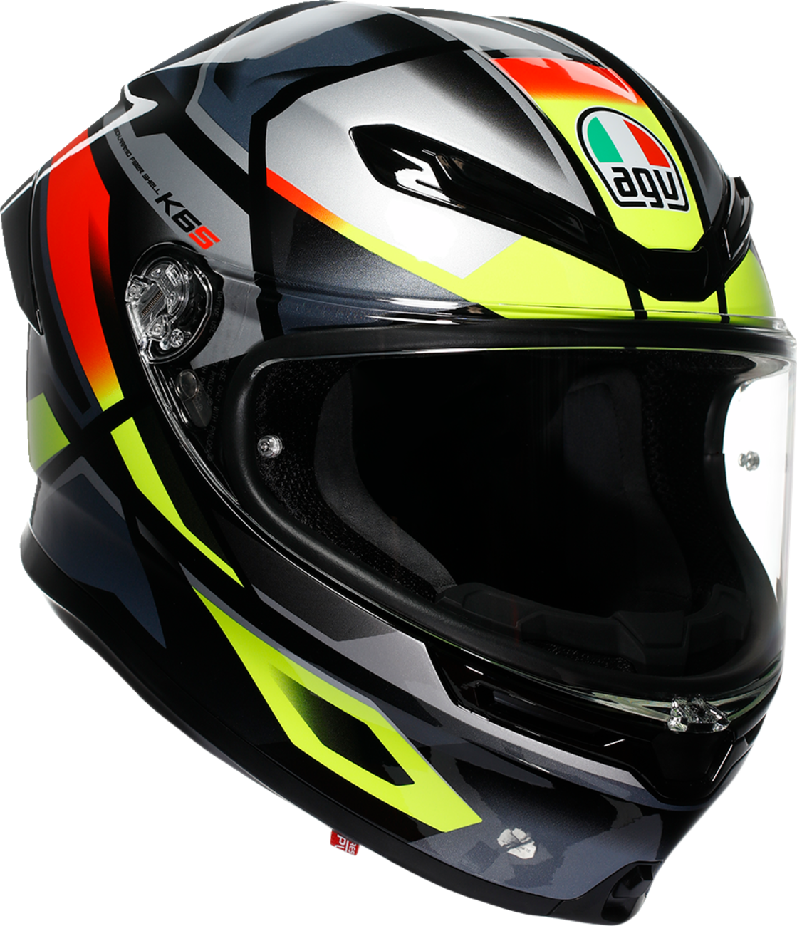 AGV K6 S Erazer Motorcycle Helmet - Black/Red/Yellow Fluo – Small | Fits Honda, Yamaha, Kawasaki, Suzuki, Ducati, BMW, KTM, and more