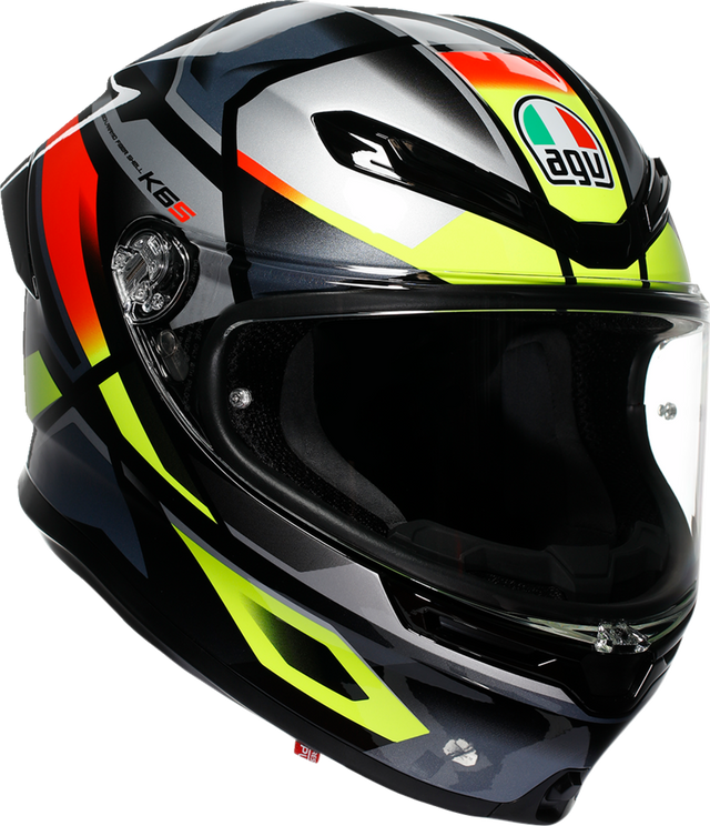 AGV K6 S Erazer Motorcycle Helmet - Black/Red/Yellow Fluo – Small | Fits Honda, Yamaha, Kawasaki, Suzuki, Ducati, BMW, KTM, and more
