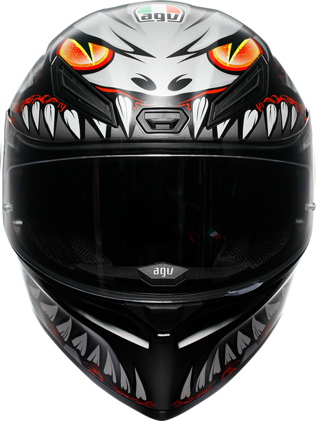 AGV K1 S Lyzard Matte Black/Gray/Red Motorcycle Helmet - Large, Fits Honda, Yamaha, Kawasaki, Suzuki, Ducati, and More