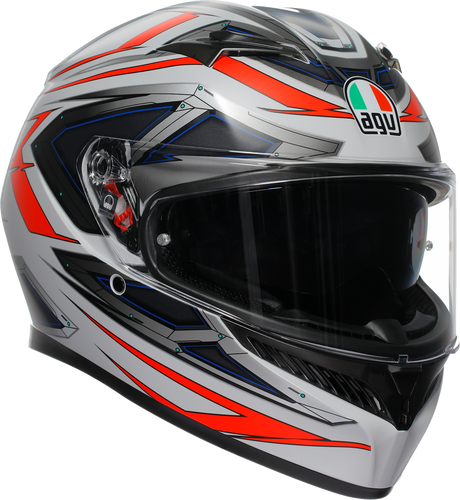 AGV K3 Helmet Space Matte White/Red Fluo XL - Motorcycle Helmet for Sport and Touring Vehicles