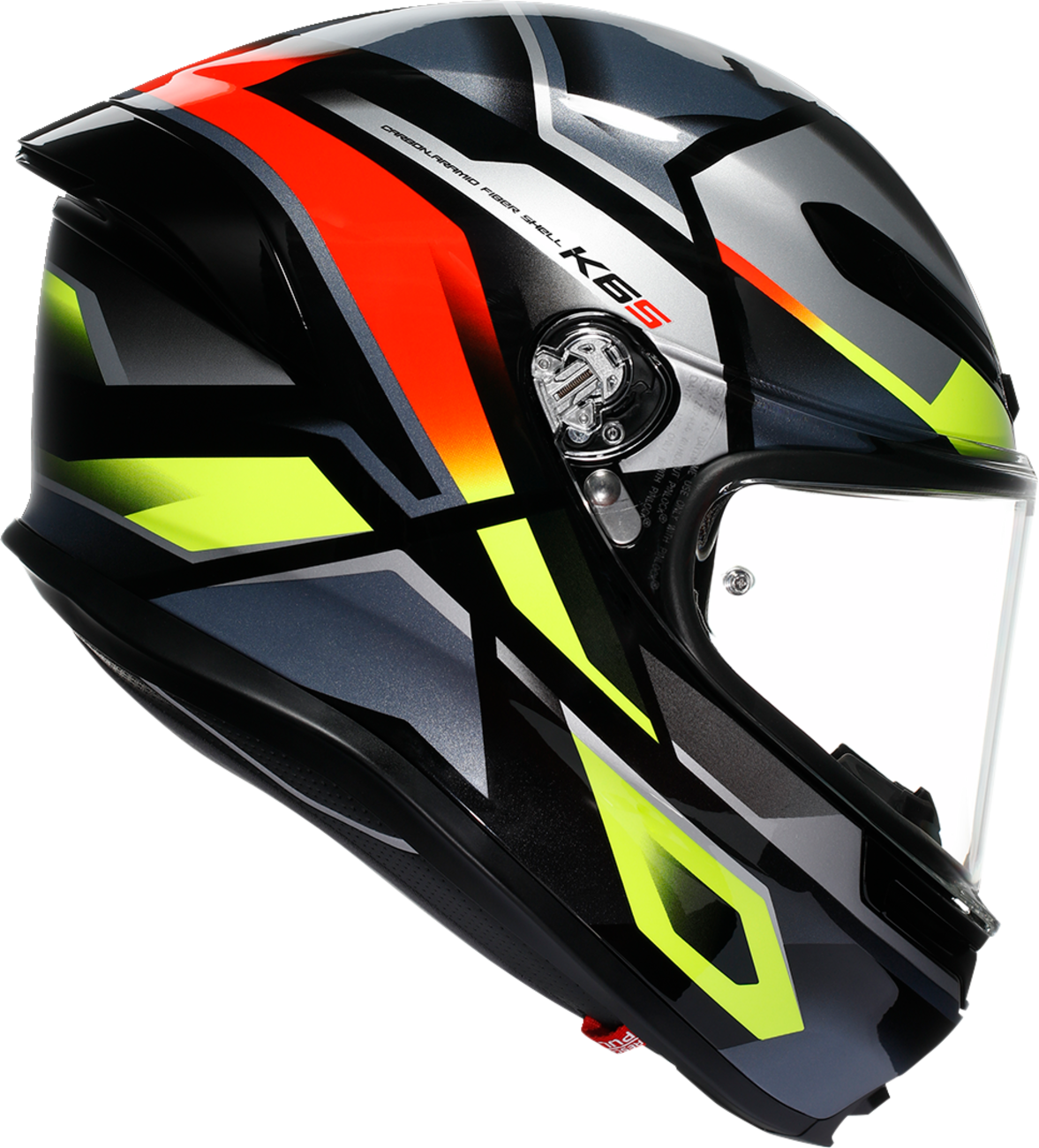 AGV K6 S Erazer Motorcycle Helmet - Black/Red/Yellow Fluo – Small | Fits Honda, Yamaha, Kawasaki, Suzuki, Ducati, BMW, KTM, and more