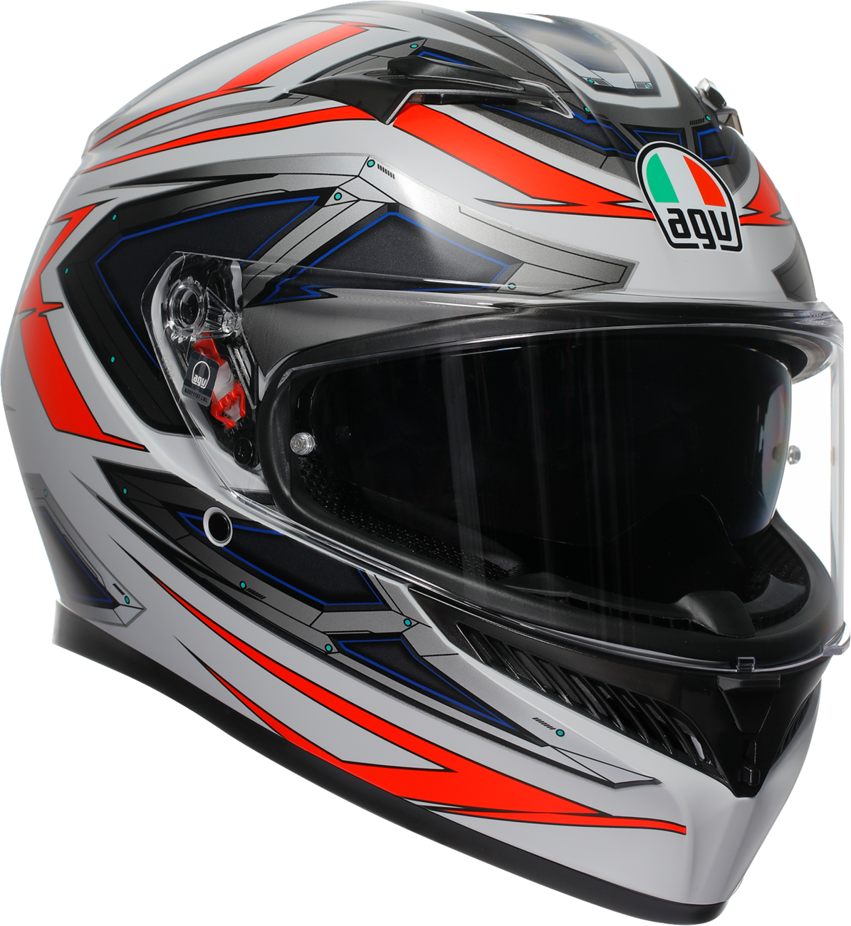 AGV K3 Helmet Space Matte White/Red Fluo - Large - Compatible with Honda CBR600RR, Yamaha YZF-R6, Kawasaki Ninja ZX-6R, Suzuki GSX-R600, and more