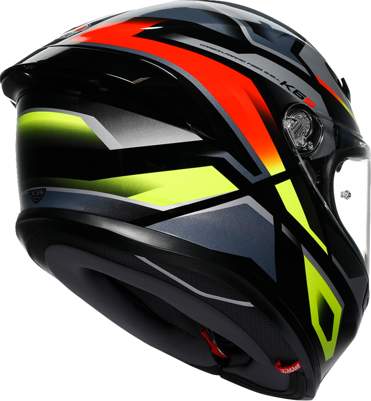 AGV K6 S Erazer Motorcycle Helmet - Black/Red/Yellow Fluo – Small | Fits Honda, Yamaha, Kawasaki, Suzuki, Ducati, BMW, KTM, and more