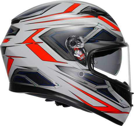AGV K3 Helmet Space Matte White/Red Fluo for Motorcycle with Pinlock 70 MaxVision Lens - Small