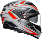 AGV K3 Helmet Space Matte White/Red Fluo - Large - Compatible with Honda CBR600RR, Yamaha YZF-R6, Kawasaki Ninja ZX-6R, Suzuki GSX-R600, and more