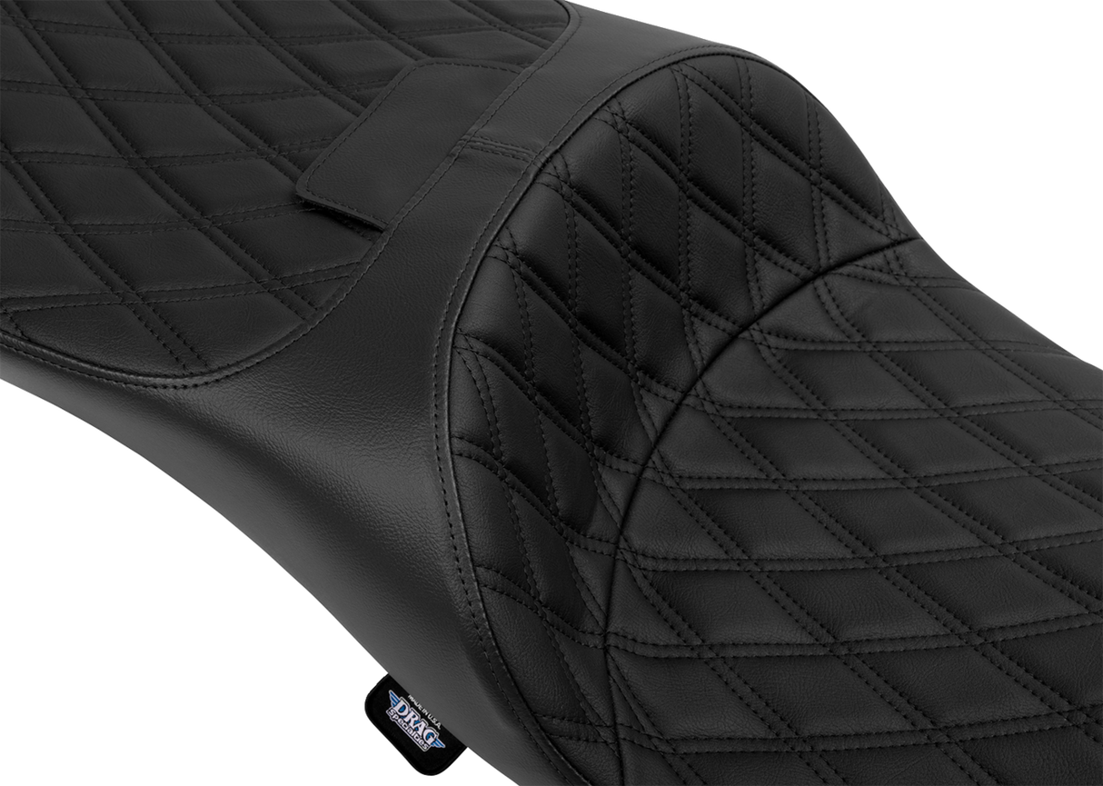 Drag Specialties Seats Extended Reach Freedom Seat for Harley FLHX, FLTRX, FLHR, FLHTCU 2009-2025 - Black Vinyl with Double Diamond Stitch