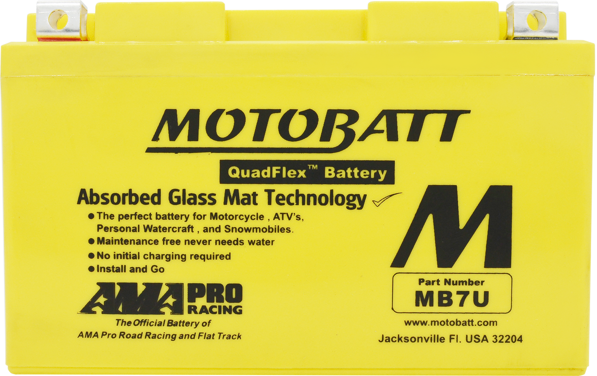 Motobatt MB7U Quadflex Sealed AGM Battery for Motorcycle and Powersport Vehicles