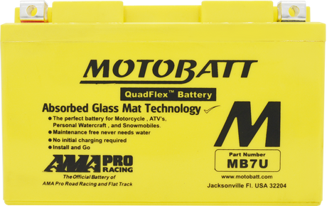 Motobatt MB7U Quadflex Sealed AGM Battery for Motorcycle and Powersport Vehicles