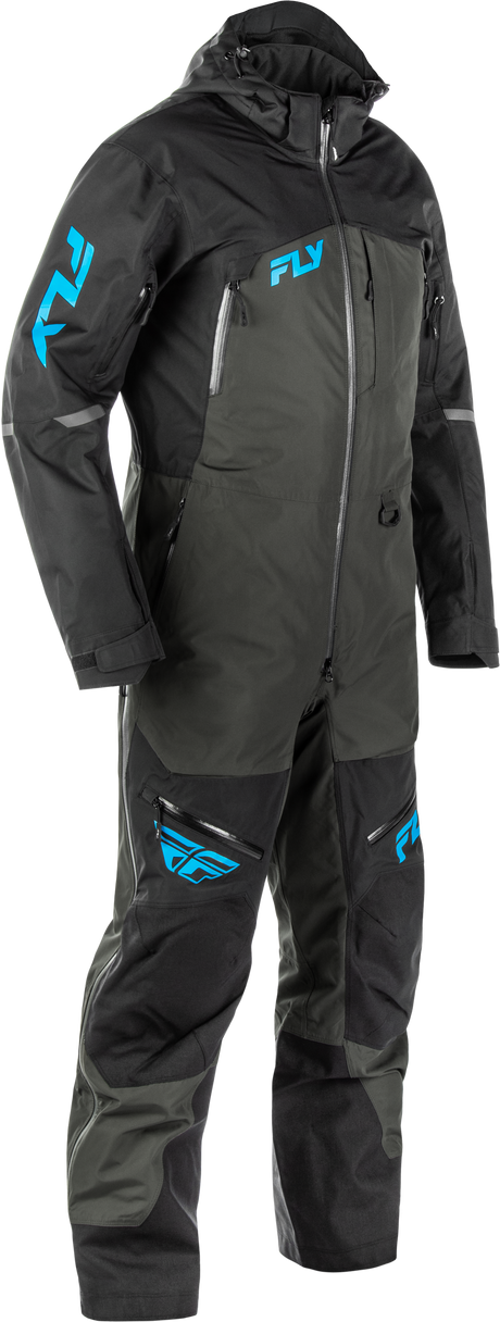 Fly Racing Incline Monosuit Black/Grey/Blue – Waterproof Snowmobile Suit for Arctic and Mountain Vehicles