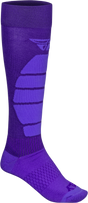 Fly Racing Snow Performance Coolmax Sock Purple Sm/Md - All-Season Motorcycle Riding Sock with Reinforced Toe & Heel, Micro Rib Elastic Comfort Cuff, and Shin Cushion
