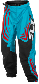 Fly Racing Youth F 16 Pants for Motocross - Cyan/Black/Red, Size 24 - Durable 600D Polyester with Mesh Liner