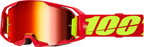 100% ARmatic Goggle with Red Mirror Lens - Red - Fit for Motocross, Off-Road, and MTB