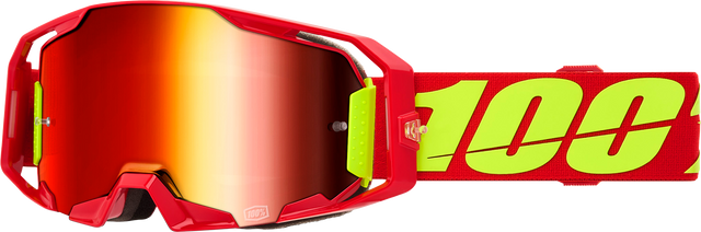 100% ARmatic Goggle with Red Mirror Lens - Red - Fit for Motocross, Off-Road, and MTB