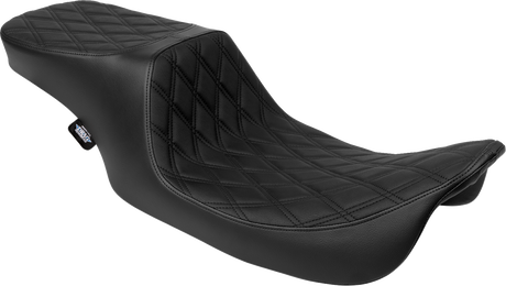 Drag Specialties Seats Predator 2-Up Seat for Harley FL '97-'07 - Vinyl with Double Diamond Pattern and Black Stitching, Part 4695B