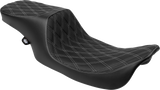 Drag Specialties Seats Predator 2-Up Seat for Harley FL 1997-2007 with Silver Stitching