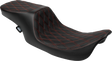 Drag Specialties Seats Predator 2-Up Seat 4695D for Harley FL Models 1997-2007 with Red Stitching and Vinyl Material