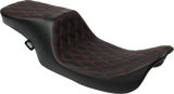 Drag Specialties Seats Predator 2-Up Seat 4695D for Harley FL Models 1997-2007 with Red Stitching and Vinyl Material