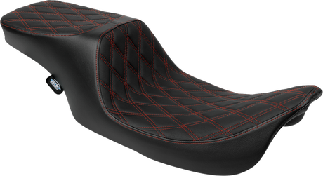 Drag Specialties Seats Predator 2-Up Seat 4695D for Harley FL Models 1997-2007 with Red Stitching and Vinyl Material