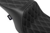 Drag Specialties Seats Predator 2-Up Seat for Harley FL 1997-2007 with Silver Stitching