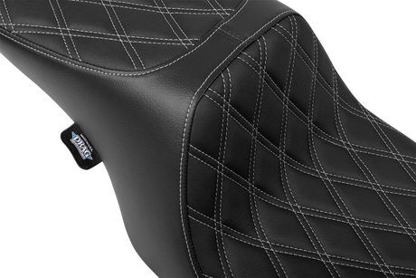 Drag Specialties Seats Predator 2-Up Seat for Harley FL 1997-2007 with Silver Stitching