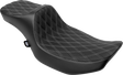 Drag Specialties Seats Predator III Extended Reach Seat for Harley FLH/FLT 2023-2024 with Double Diamond Silver Stitching