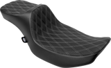 Drag Specialties Seats Predator III Extended Reach Seat for Harley FLH/FLT 2023-2024 with Double Diamond Silver Stitching