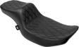 Drag Specialties Seats Predator III Extended Reach Seat for Harley FLH/FLT 2023-2024, Double Diamond Black Vinyl Part #4705B