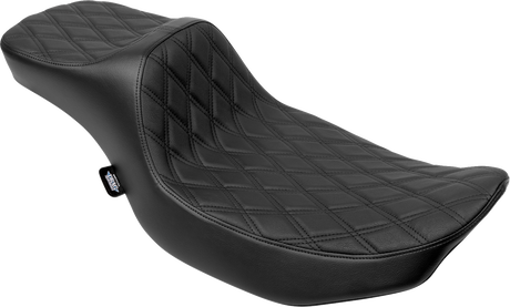 Drag Specialties Seats Predator III Extended Reach Seat for Harley FLH/FLT 2023-2024, Double Diamond Black Vinyl Part #4705B