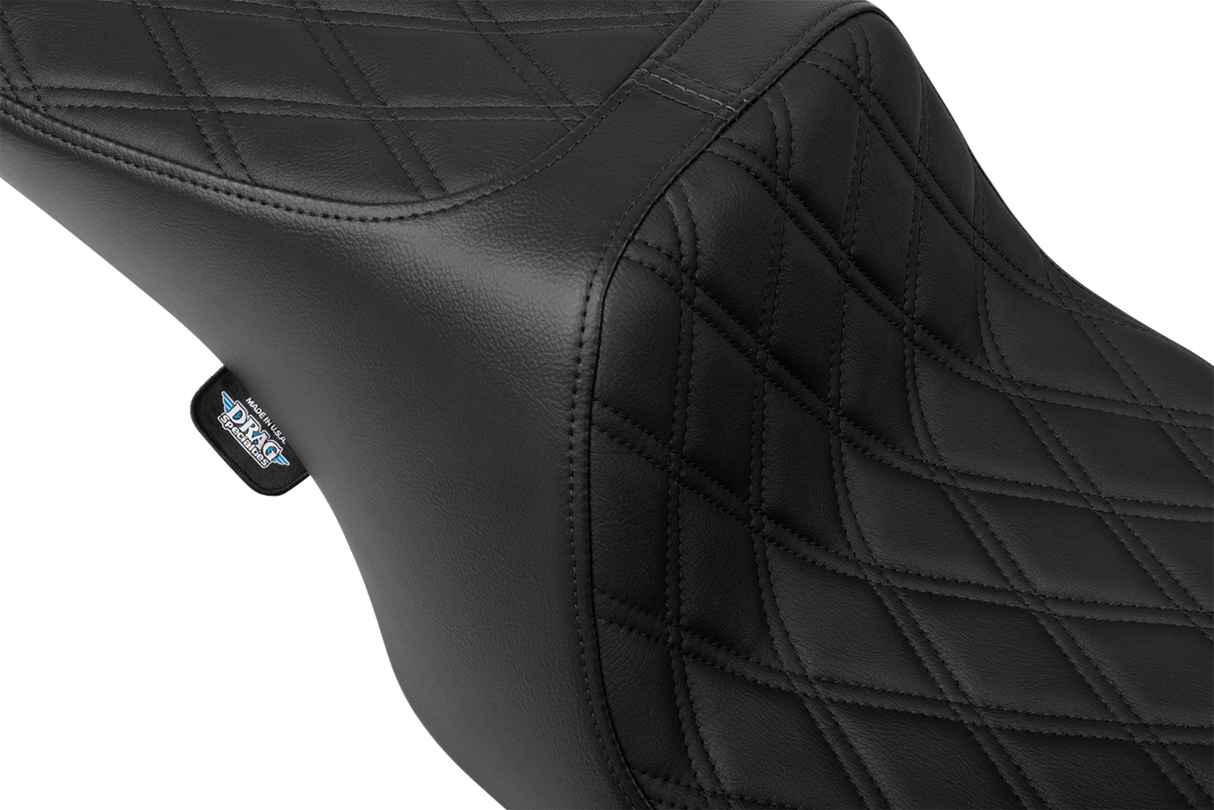 Drag Specialties Seats Predator 2-Up Seat for Harley FL '97-'07 - Vinyl with Double Diamond Pattern and Black Stitching, Part 4695B