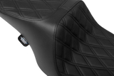 Drag Specialties Seats Predator 2-Up Seat for Harley FL '97-'07 - Vinyl with Double Diamond Pattern and Black Stitching, Part 4695B