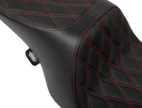 Drag Specialties Seats Predator 2-Up Seat 4695D for Harley FL Models 1997-2007 with Red Stitching and Vinyl Material